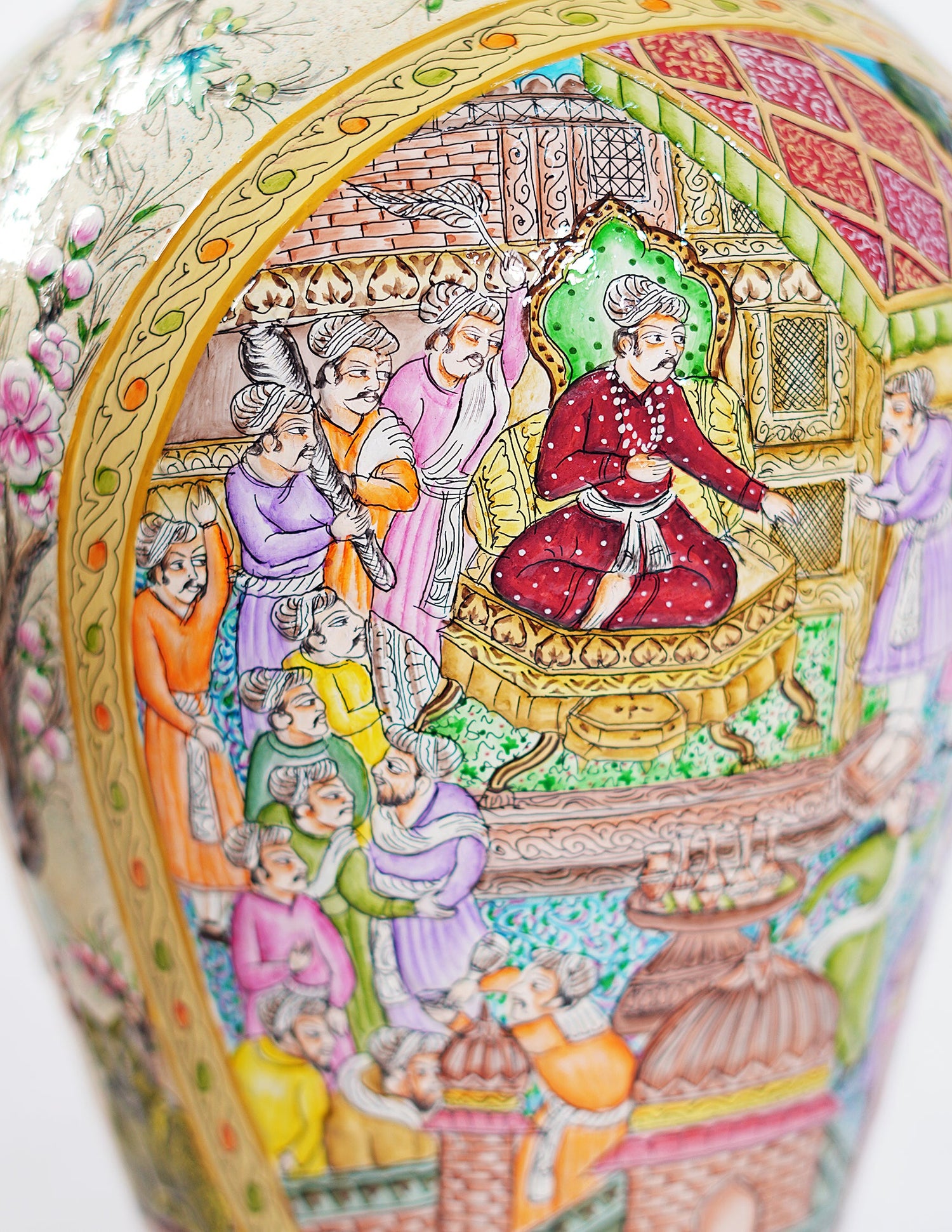 Papier-Mâché Flower Vase — Hand-Painted Design | Ø 17 cm × 51 cm (H)