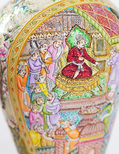 Papier-Mâché Flower Vase — Hand-Painted Design | Ø 17 cm × 51 cm (H)