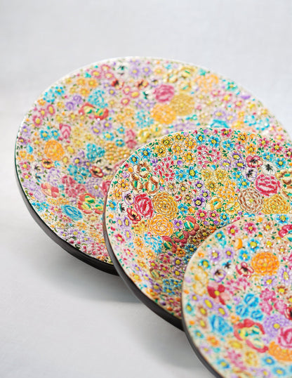 Papier-Mâché Wall Plate — Hand-Painted Design | Ø 31 cm, Ø 25.5 cm &amp; Ø 20.5 cm (set of 3 plates)