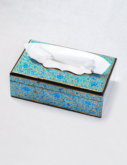 Papier-Mâché Tissue Box — Hand-Painted Design | 12.5 cm (L) × 20 cm (B) × 7 cm (H)