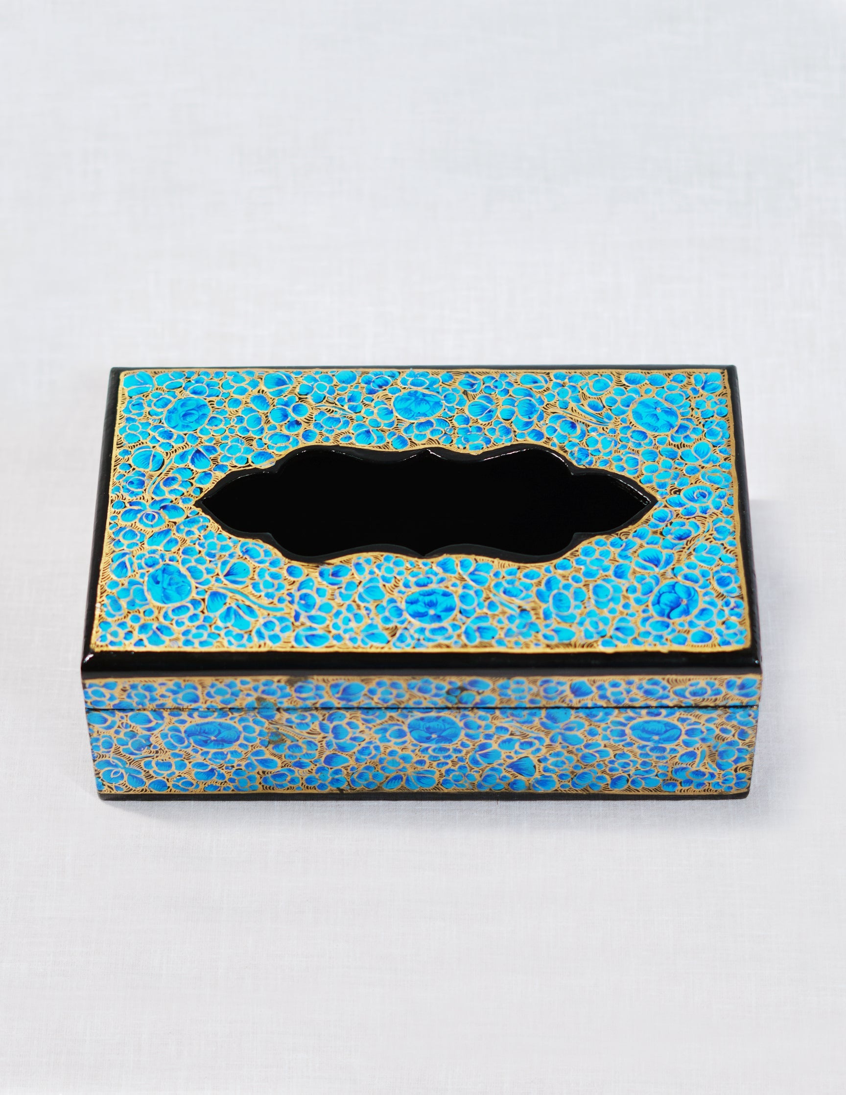 Papier-Mâché Tissue Box — Hand-Painted Design | 12.5 cm (L) × 20 cm (B) × 7 cm (H)