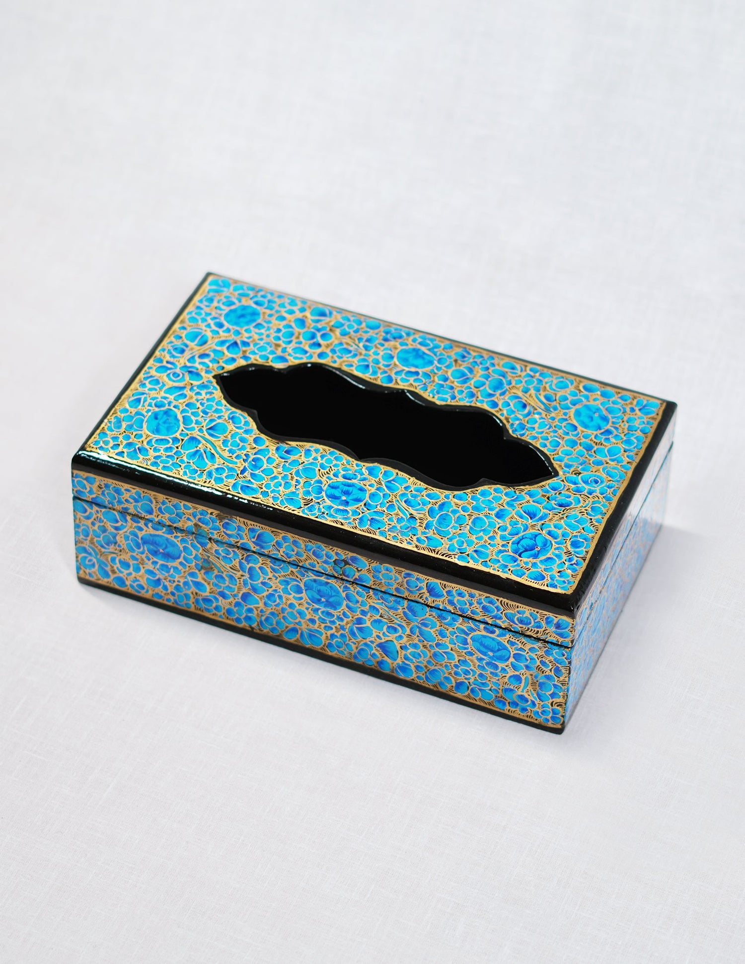 Papier-Mâché Tissue Box — Hand-Painted Design | 12.5 cm (L) × 20 cm (B) × 7 cm (H)
