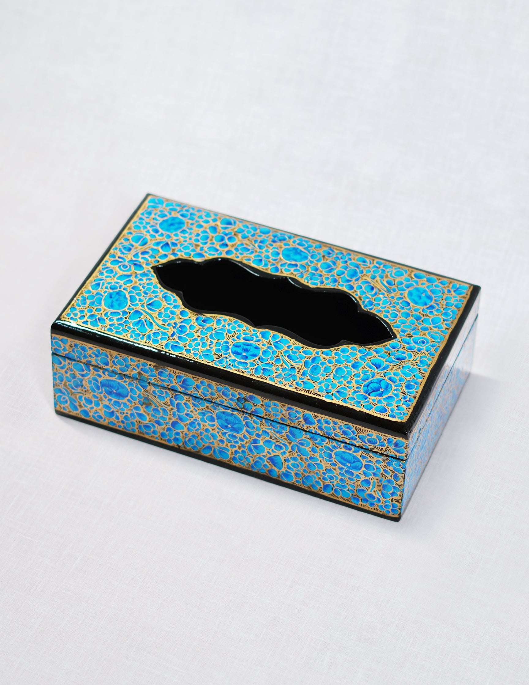 Papier-Mâché Tissue Box — Hand-Painted Design | 12.5 cm (L) × 20 cm (B) × 7 cm (H)