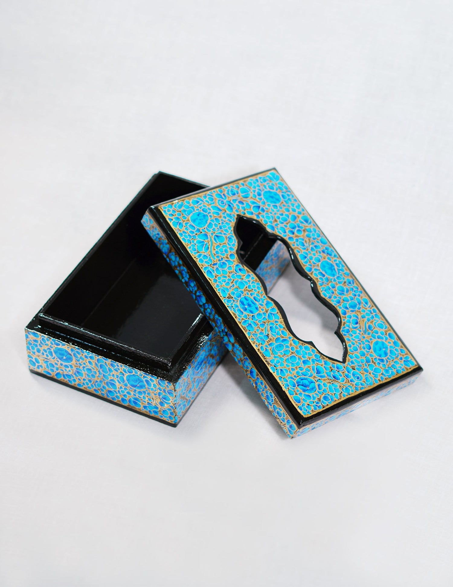 Papier-Mâché Tissue Box — Hand-Painted Design | 12.5 cm (L) × 20 cm (B) × 7 cm (H)