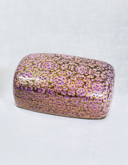 Papier-Mâché Trinket Box — Hand-Painted Design | 10.5 cm (L) × 17.5 cm (B) × 6 cm (H)