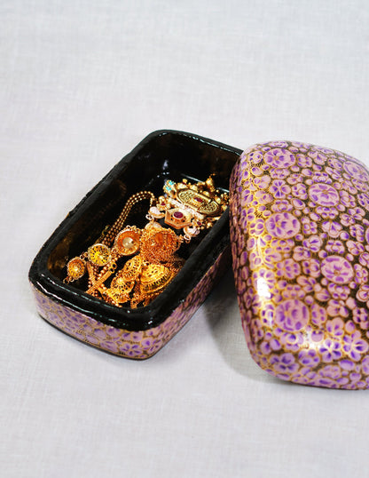 Papier-Mâché Trinket Box — Hand-Painted Design | 10.5 cm (L) × 17.5 cm (B) × 6 cm (H)