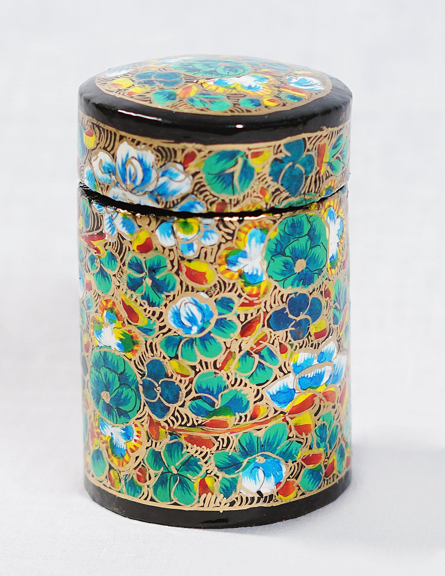 Papier-Mâché Toothpick Holder — Hand-Painted Design | Ø 4 cm × 7 cm (H)
