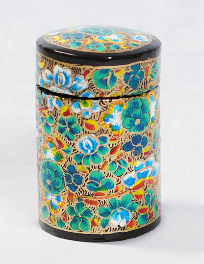 Papier-Mâché Toothpick Holder — Hand-Painted Design | Ø 4 cm × 7 cm (H)