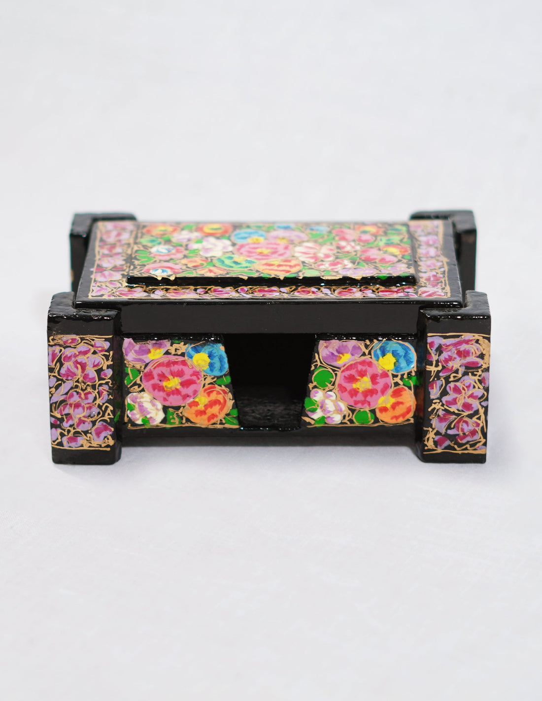 Papier-Mâché Card Box — Hand-Painted Design | 8 cm (L) × 11.5 cm (B) × 4.25 cm (H)