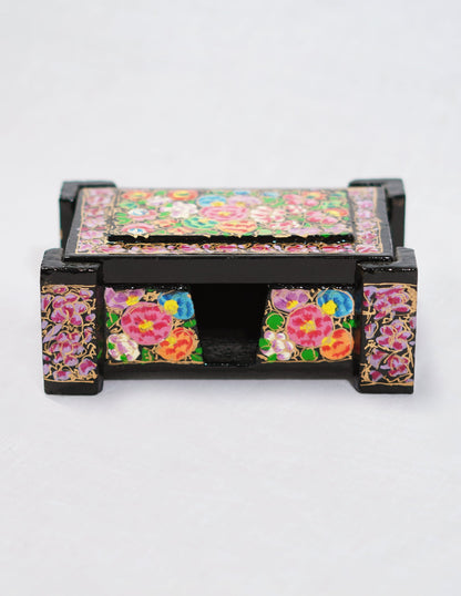 Papier-Mâché Card Box — Hand-Painted Design | 8 cm (L) × 11.5 cm (B) × 4.25 cm (H)