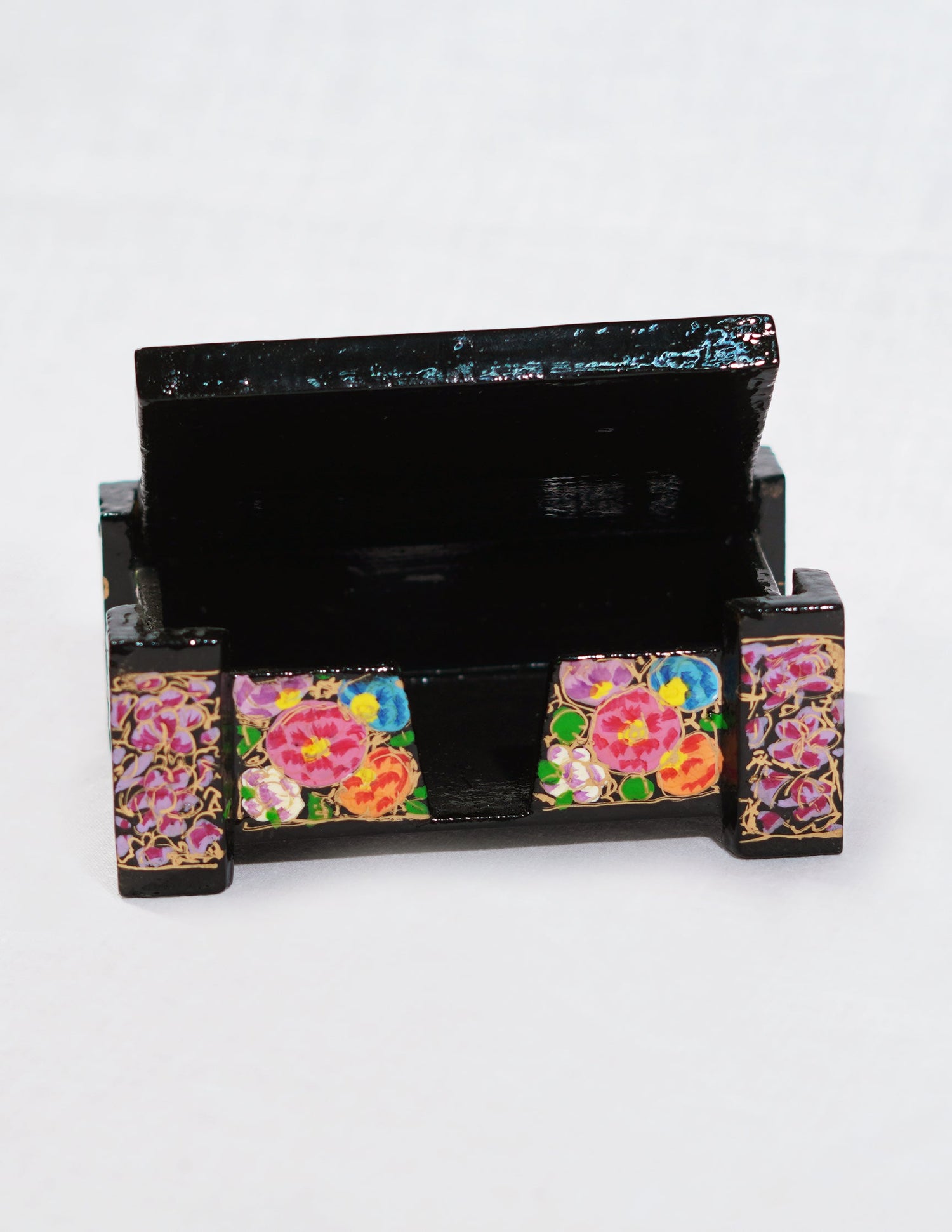 Papier-Mâché Card Box — Hand-Painted Design | 8 cm (L) × 11.5 cm (B) × 4.25 cm (H)