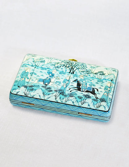Papier-Mâché Rectangular Clutch — Hand-Painted Design | 12.5 cm (L) × 20 cm (B) × 3.5 cm (H)