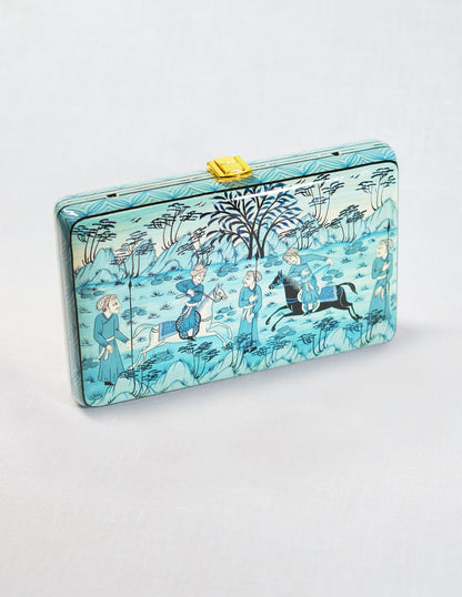 Papier-Mâché Rectangular Clutch — Hand-Painted Design | 12.5 cm (L) × 20 cm (B) × 3.5 cm (H)