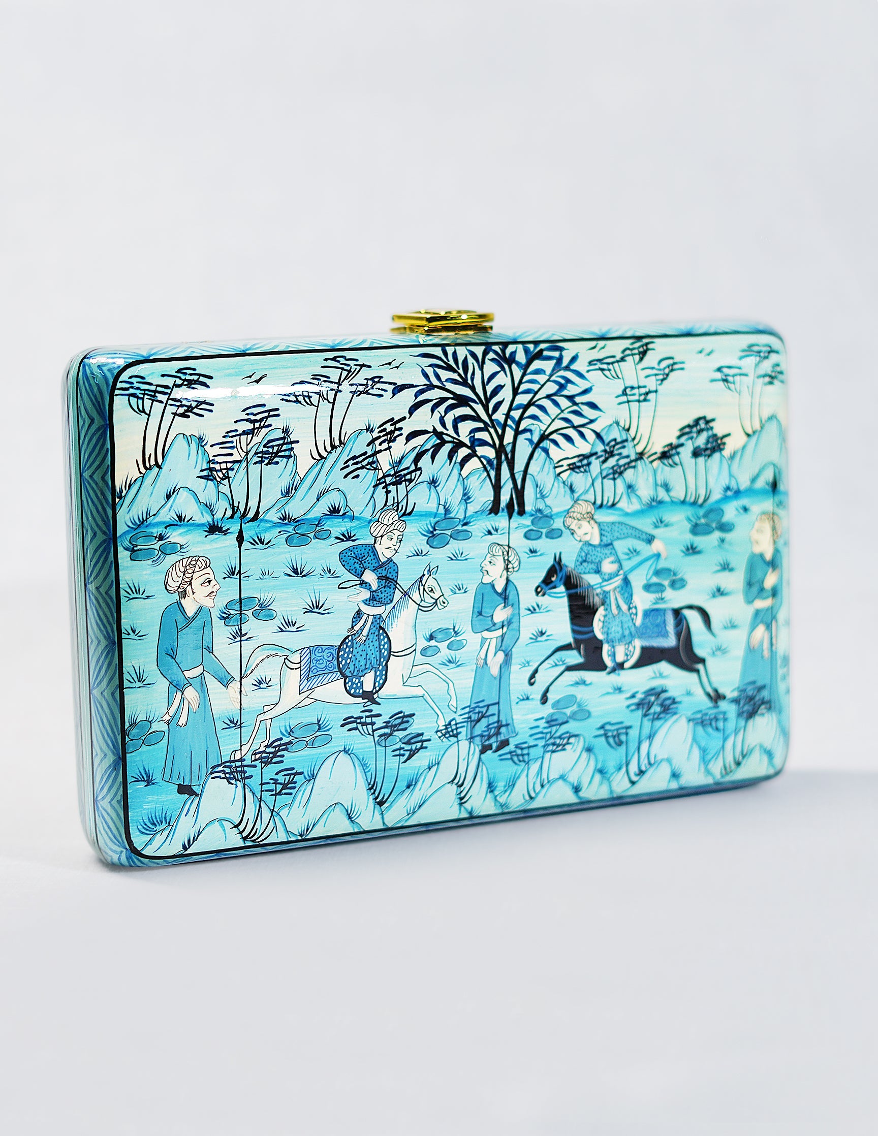 Papier-Mâché Rectangular Clutch — Hand-Painted Design | 12.5 cm (L) × 20 cm (B) × 3.5 cm (H)