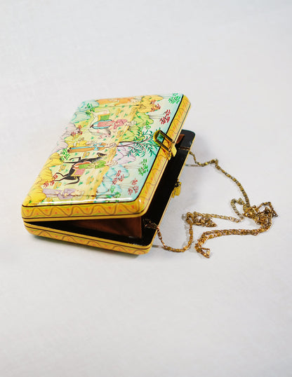Papier-Mâché Rectangular Clutch — Hand-Painted Design | 12.5 cm (L) × 20 cm (B) × 3.5 cm (H)