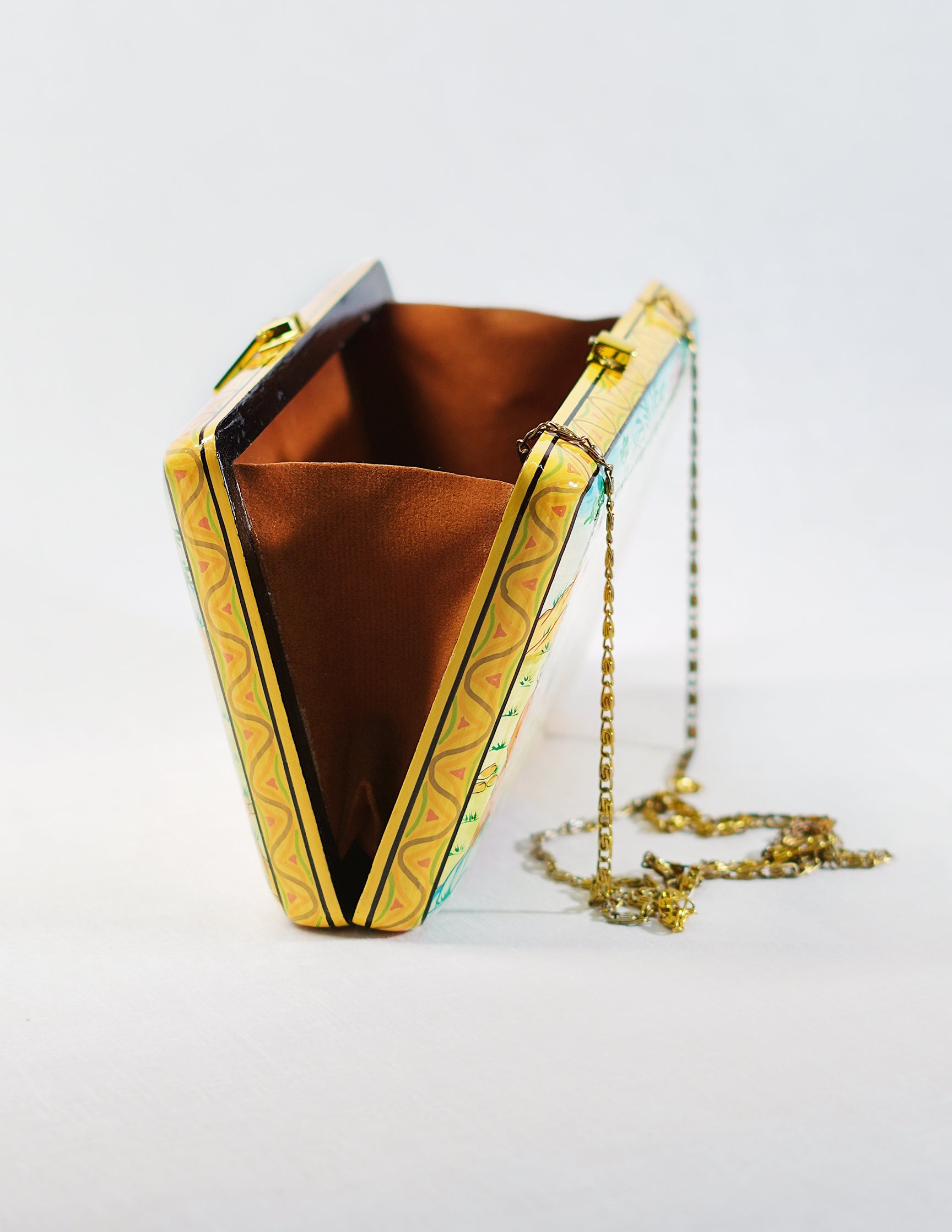 Papier-Mâché Rectangular Clutch — Hand-Painted Design | 12.5 cm (L) × 20 cm (B) × 3.5 cm (H)
