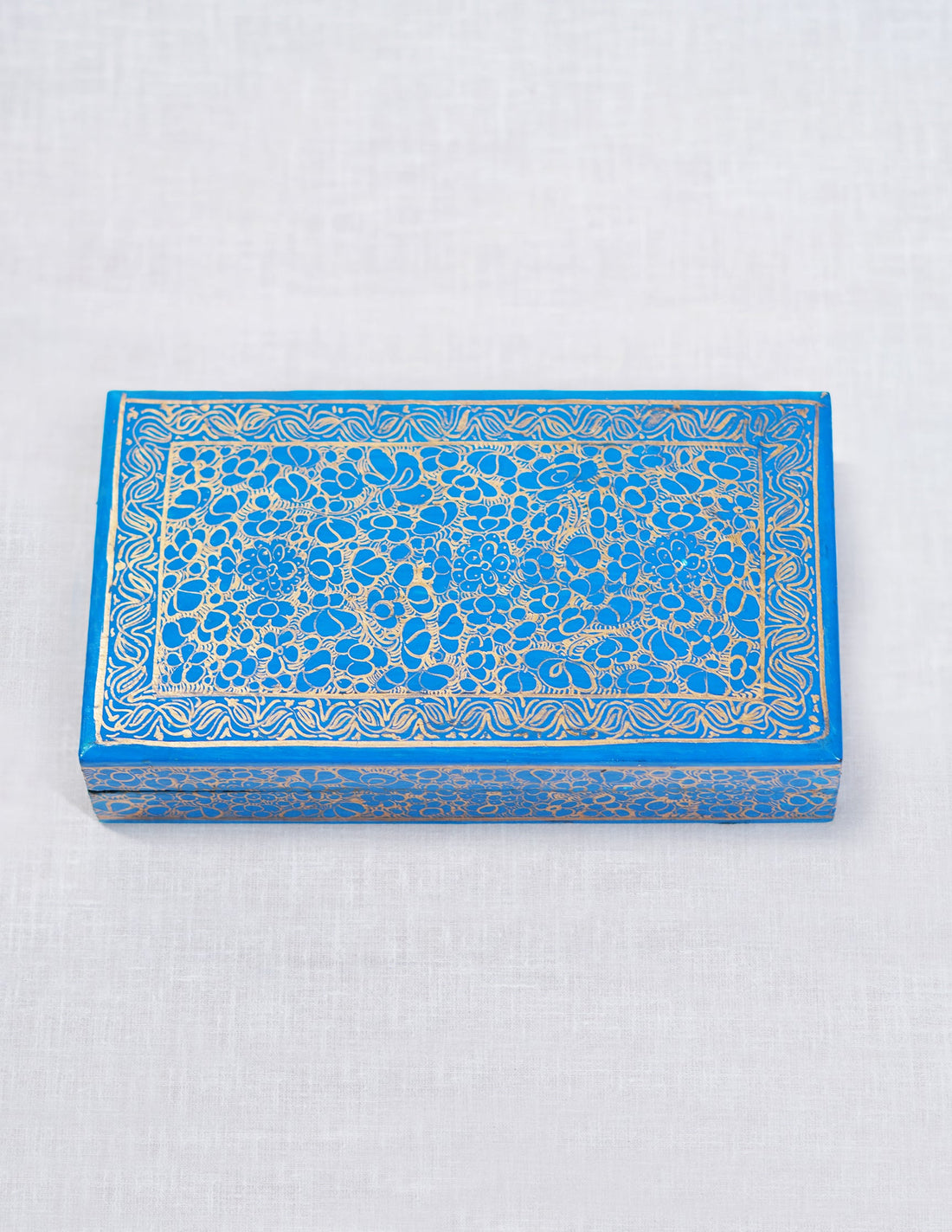 Papier-Mâché Flat Box — Hand-Painted Design | 10 cm (L) × 17.5 cm (B) × 3.5 cm (H)