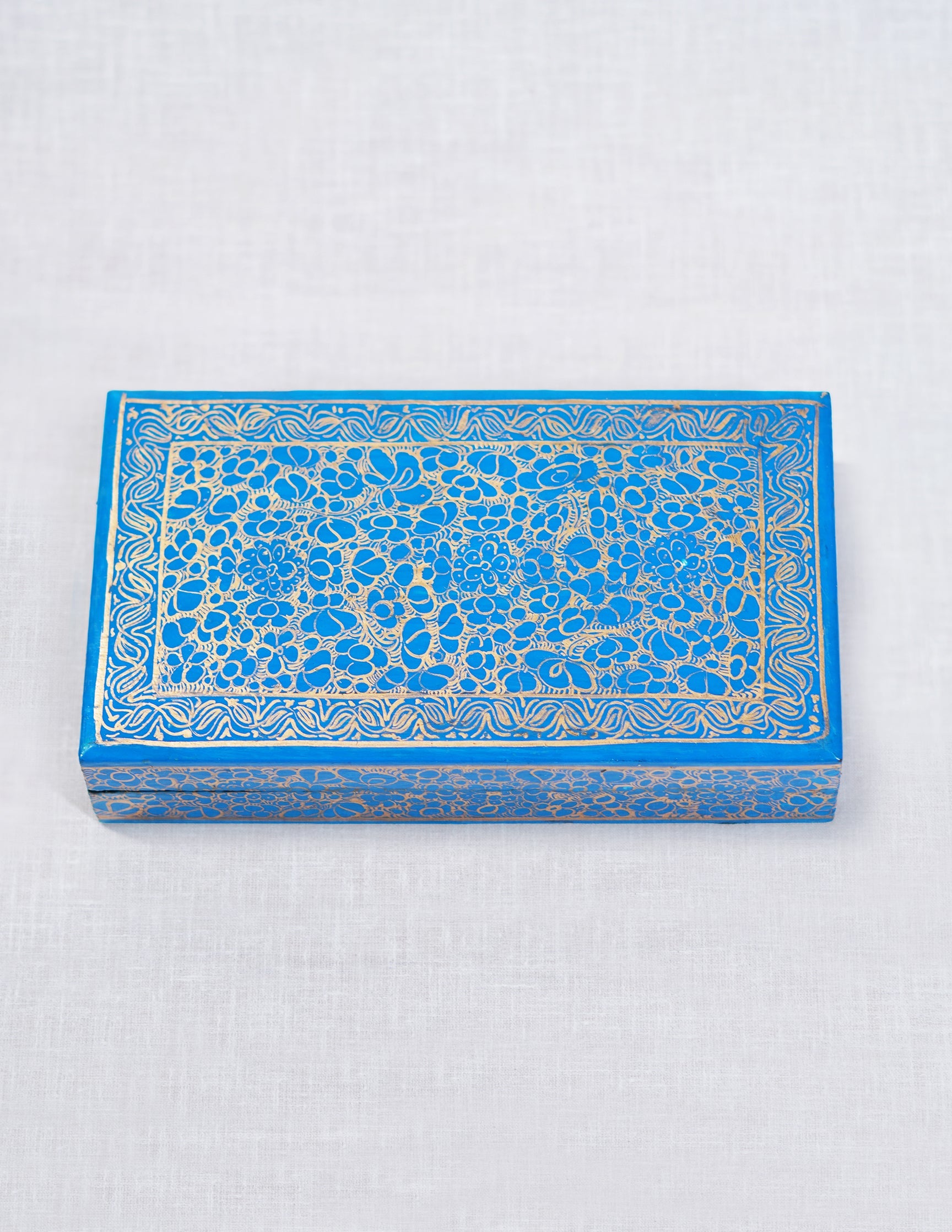 Papier-Mâché Flat Box — Hand-Painted Design | 10 cm (L) × 17.5 cm (B) × 3.5 cm (H)