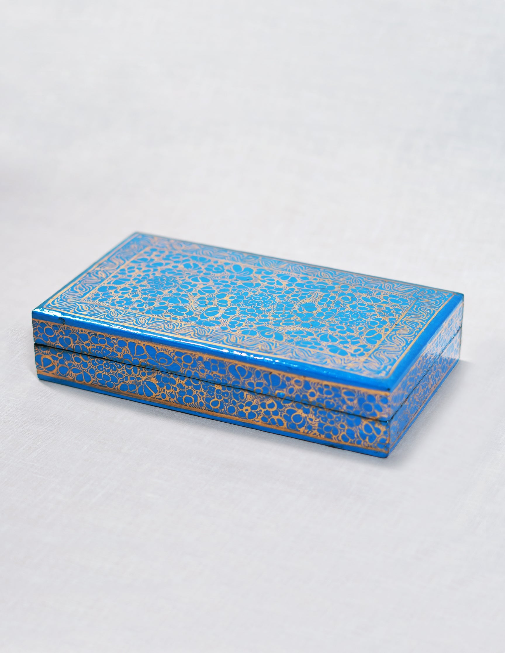 Papier-Mâché Flat Box — Hand-Painted Design | 10 cm (L) × 17.5 cm (B) × 3.5 cm (H)