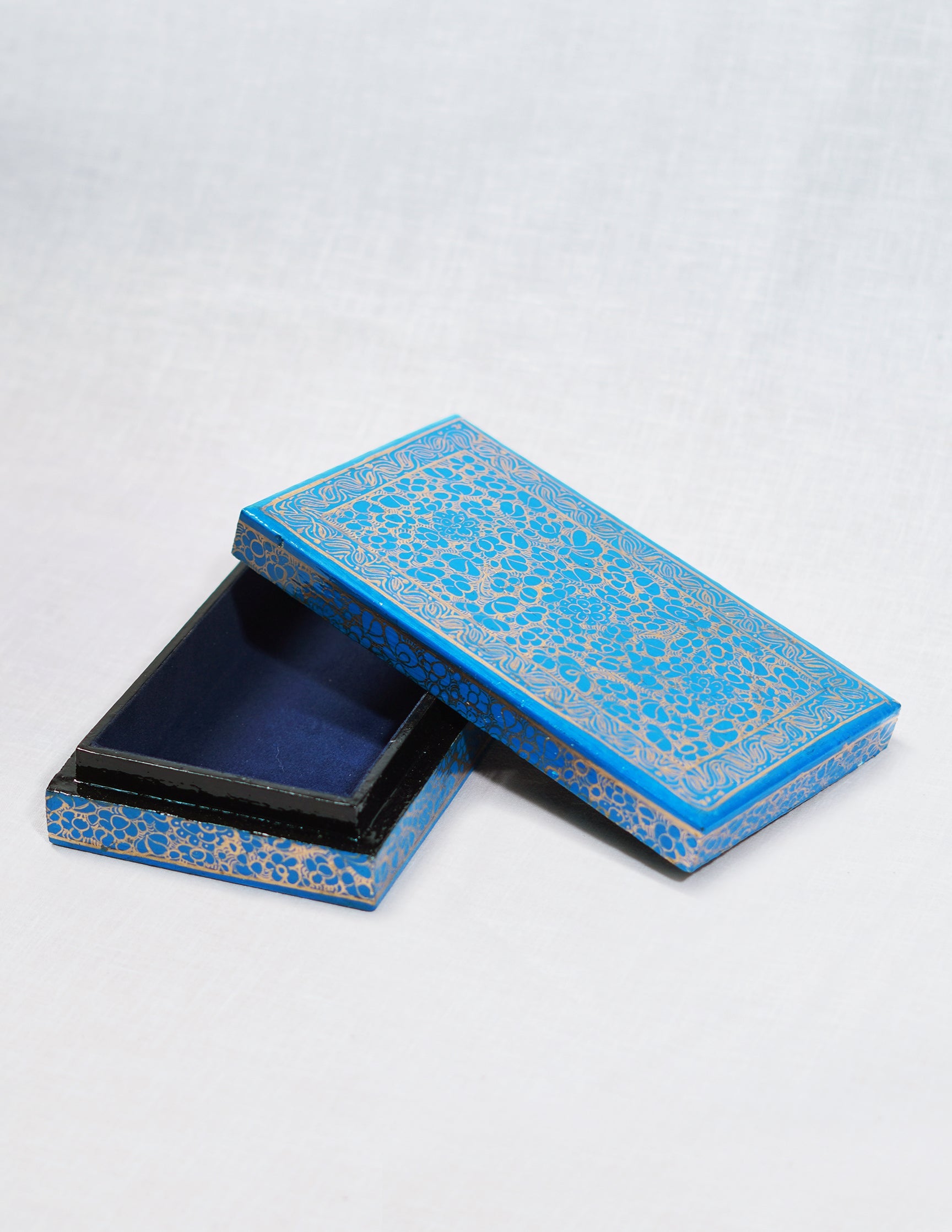 Papier-Mâché Flat Box — Hand-Painted Design | 10 cm (L) × 17.5 cm (B) × 3.5 cm (H)