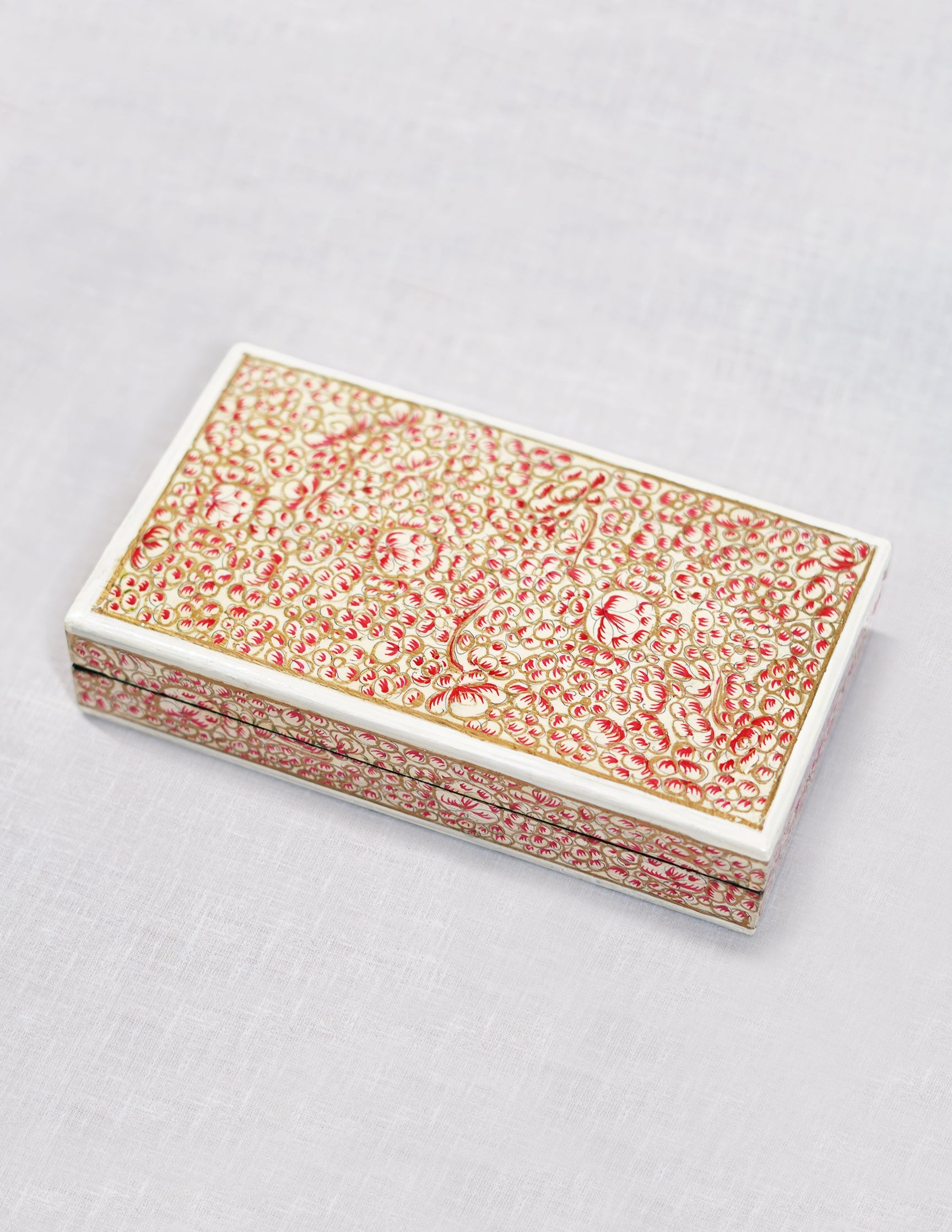 Papier-Mâché Flat Box — Hand-Painted Design | 10 cm (L) × 17.5 cm (B) × 3.5 cm (H)