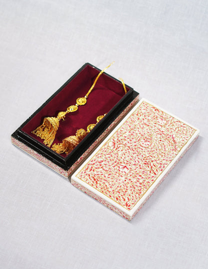 Papier-Mâché Flat Box — Hand-Painted Design | 10 cm (L) × 17.5 cm (B) × 3.5 cm (H)