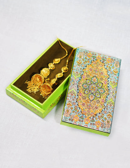 Papier-Mâché Flat Box — Hand-Painted Design | 10 cm (L) × 17.5 cm (B) × 3.5 cm (H)