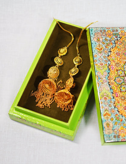 Papier-Mâché Flat Box — Hand-Painted Design | 10 cm (L) × 17.5 cm (B) × 3.5 cm (H)