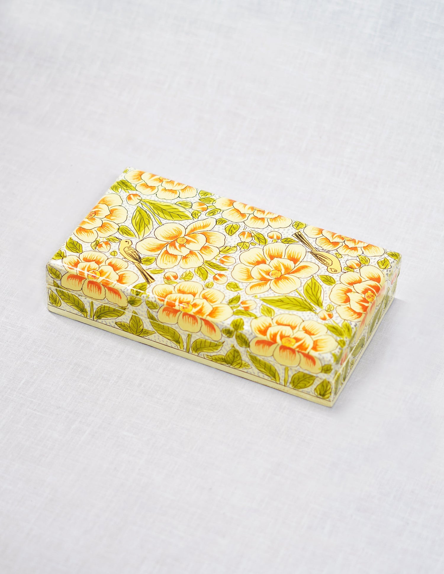 Papier-Mâché Flat Box — Hand-Painted Design | 10 cm (L) × 17.5 cm (B) × 3.5 cm (H)