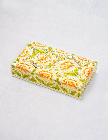 Papier-Mâché Flat Box — Hand-Painted Design | 10 cm (L) × 17.5 cm (B) × 3.5 cm (H)
