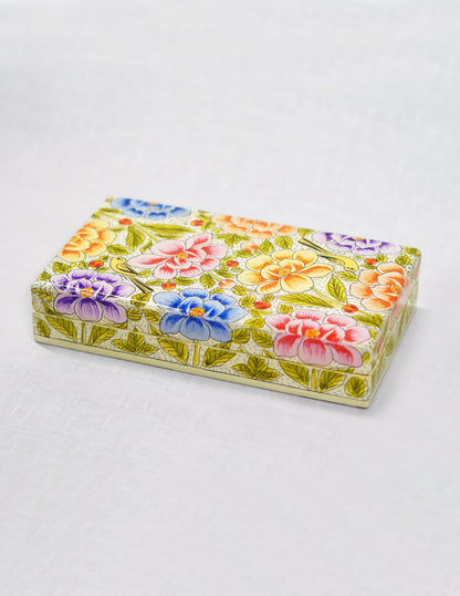 Papier-Mâché Flat Box — Hand-Painted Design | 10 cm (L) × 17.5 cm (B) × 3.5 cm (H)