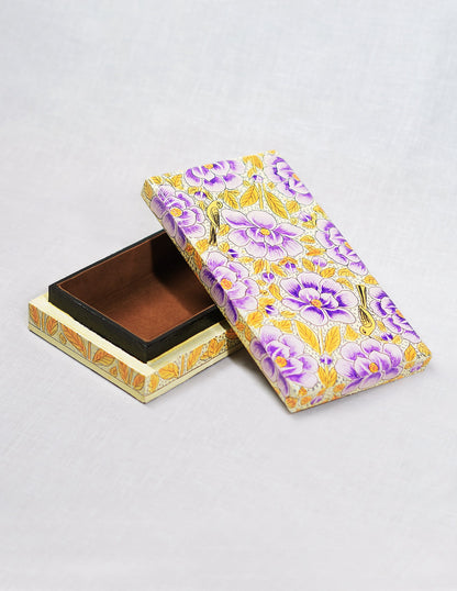 Papier-Mâché Flat Box — Hand-Painted Design | 10 cm (L) × 17.5 cm (B) × 3.5 cm (H)