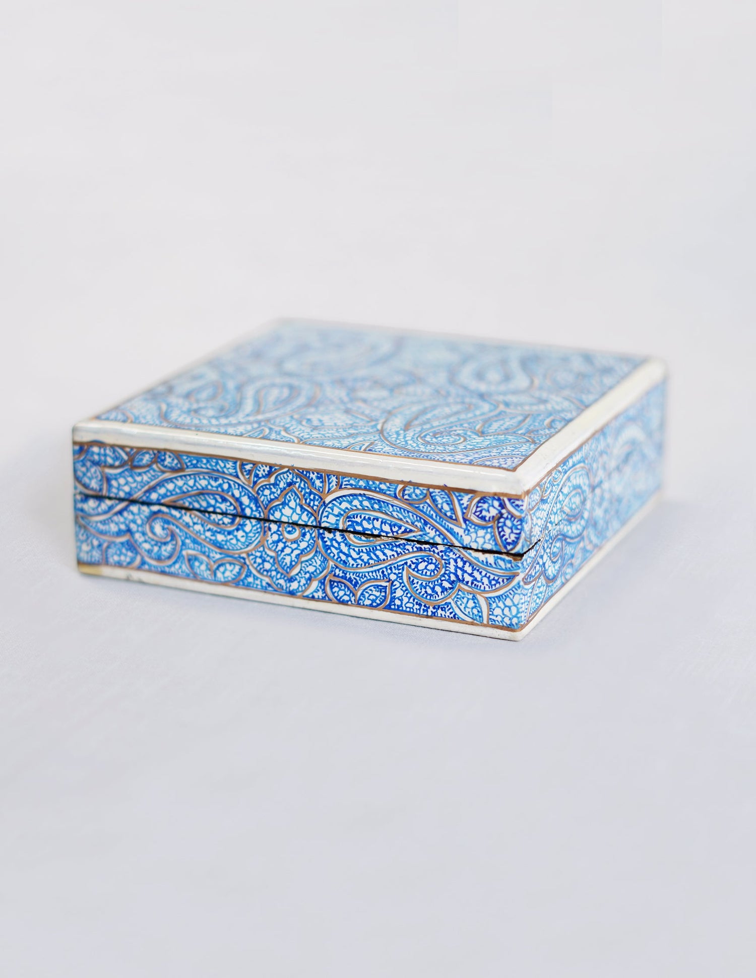 Papier-Mâché Coaster Set — Hand-Painted Design | 11 cm (L) × 11 cm (B) × 3.5 cm (H)
