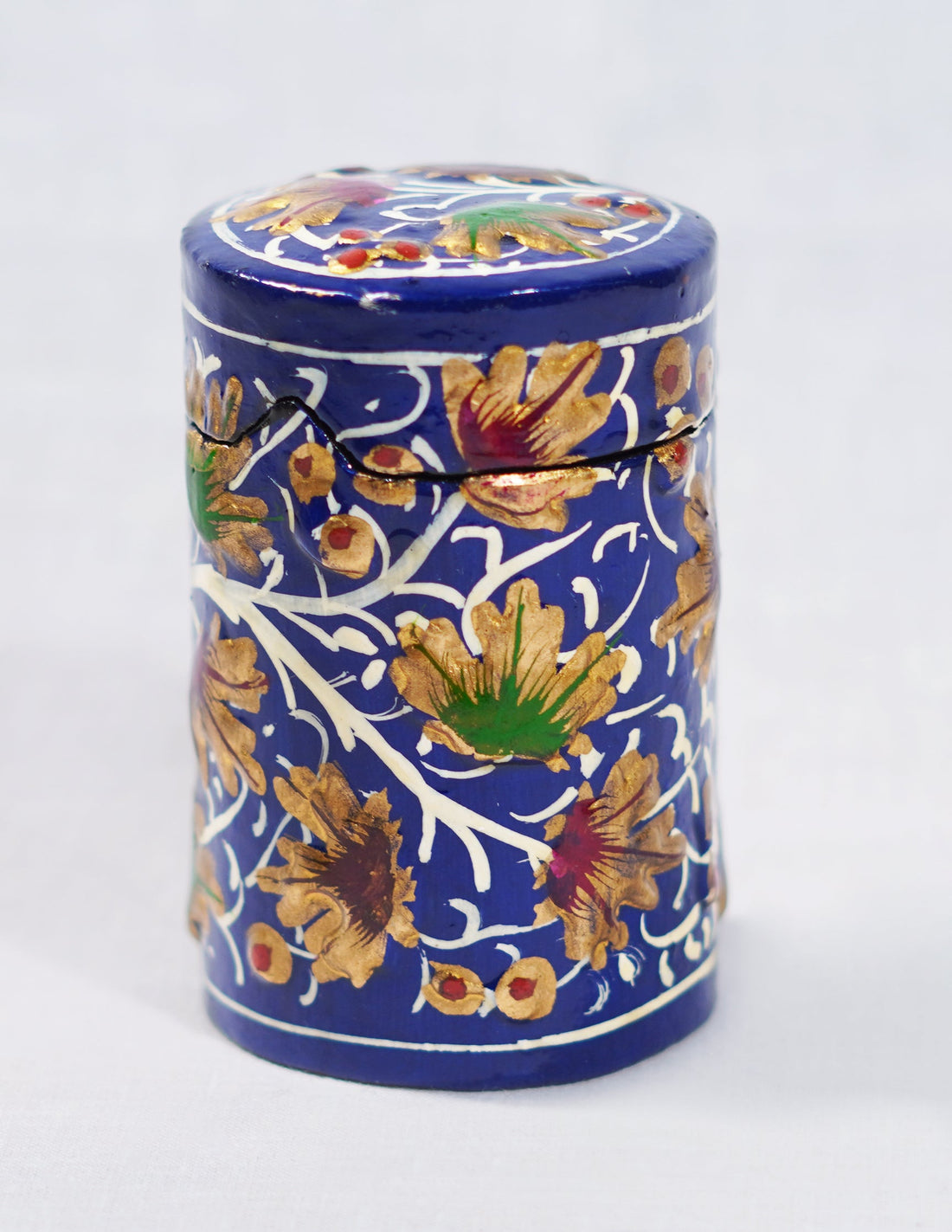 Papier-Mâché Toothpick Holder — Hand-Painted Design | Ø 4 cm × 7 cm (H)