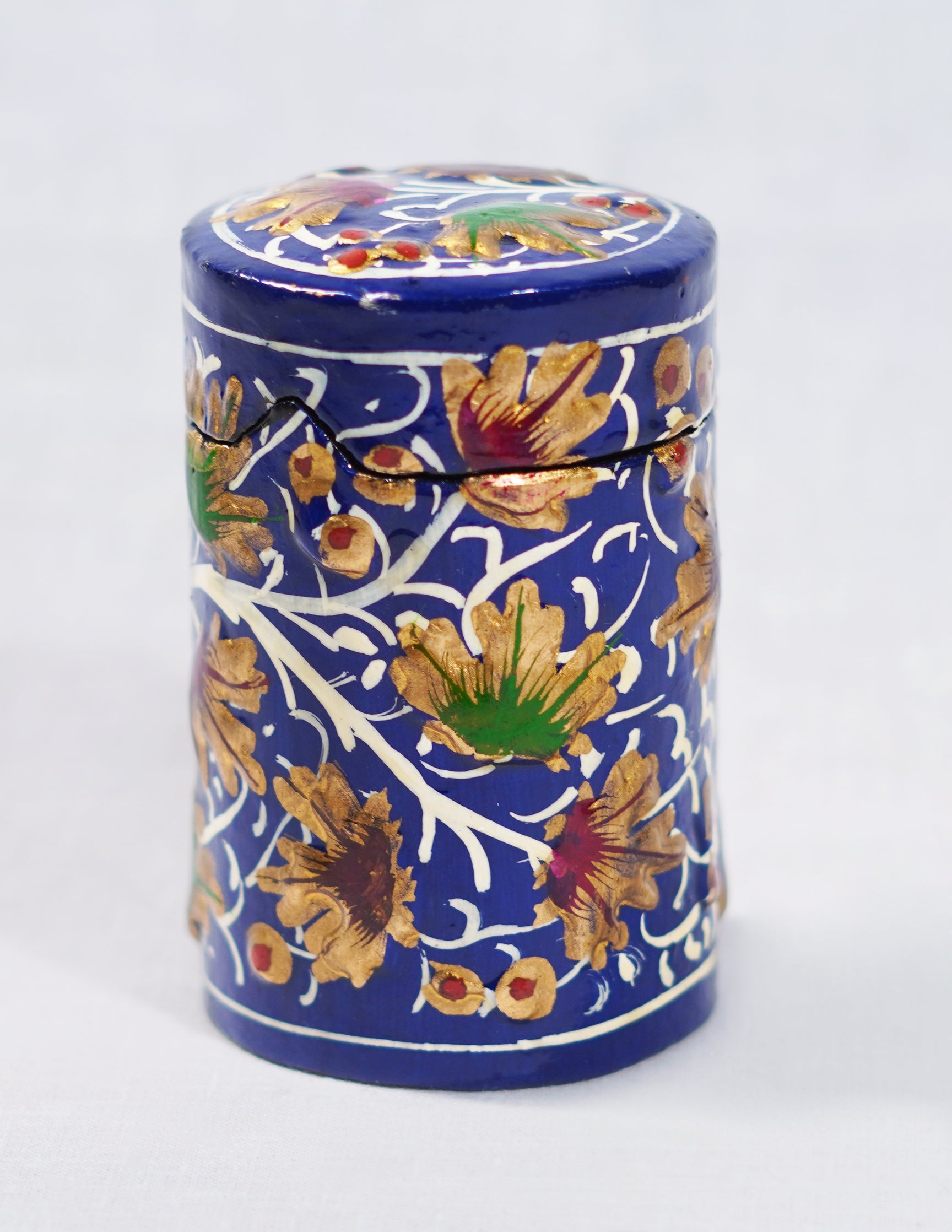 Papier-Mâché Toothpick Holder — Hand-Painted Design | Ø 4 cm × 7 cm (H)