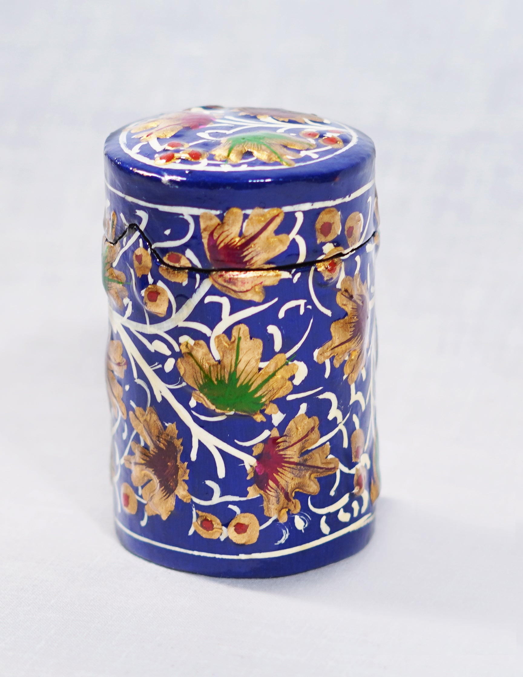 Papier-Mâché Toothpick Holder — Hand-Painted Design | Ø 4 cm × 7 cm (H)