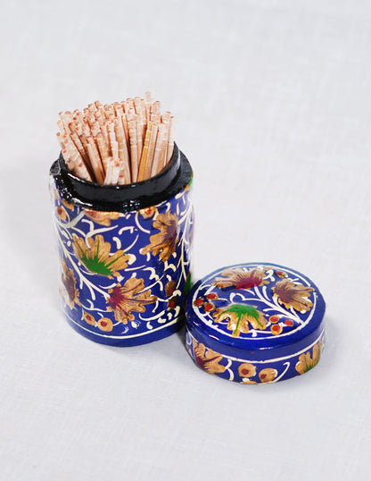 Papier-Mâché Toothpick Holder — Hand-Painted Design | Ø 4 cm × 7 cm (H)