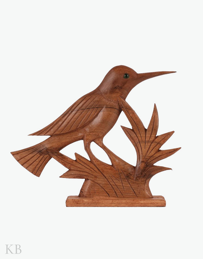 Walnut Wood Kingfisher Standing Decor - Kashmir Box