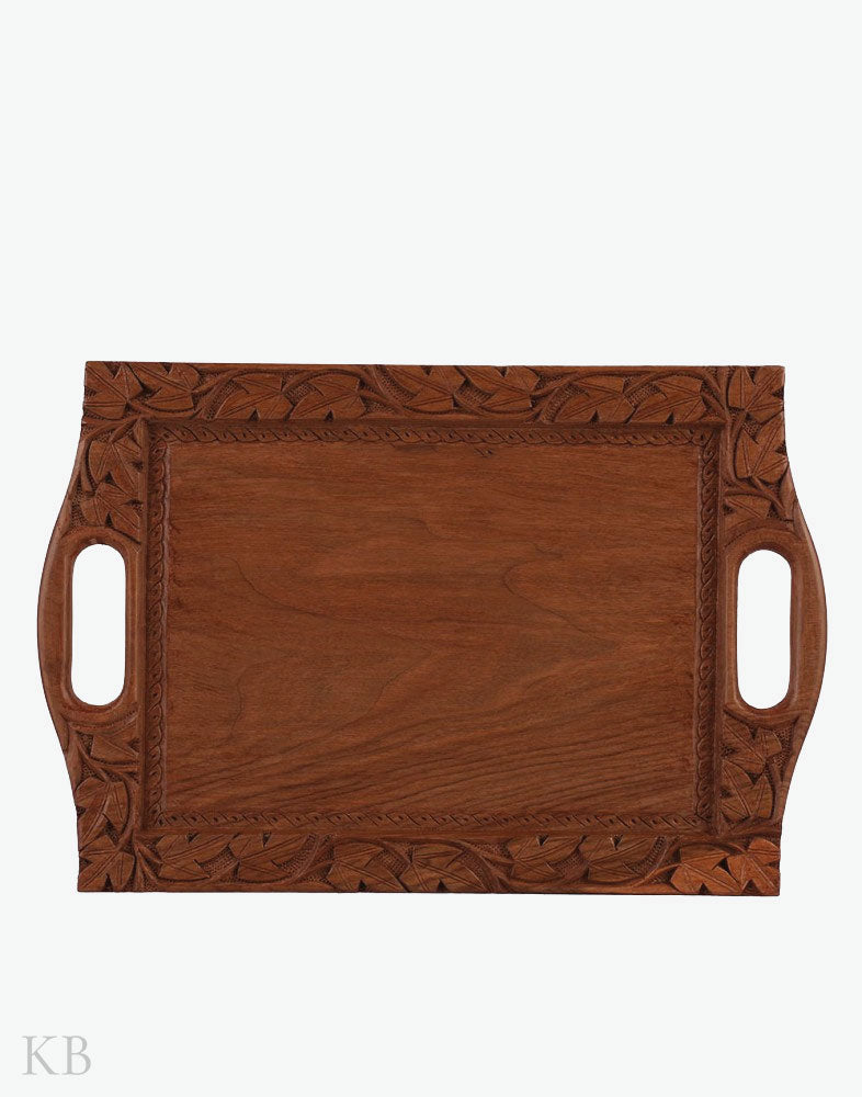 Walnut Wood Chinar Tray - Kashmir Box