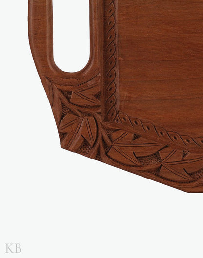 Walnut Wood Chinar Leaf Tray - Kashmir Box