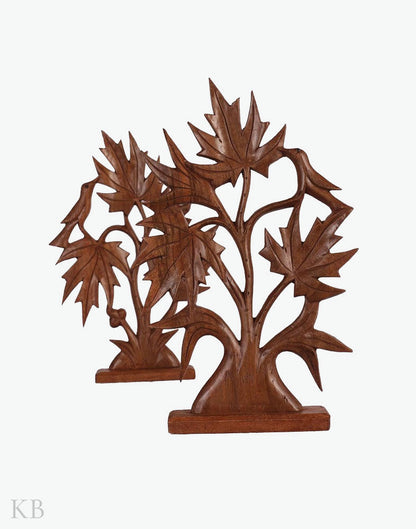 Walnut Wood Chinar Stand Pair - Kashmir Box