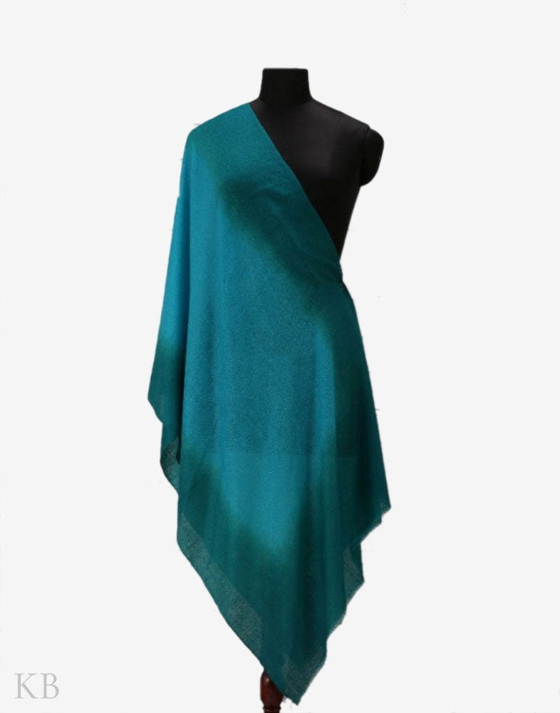 Cerulean Blue Pure Pashmina Stole - Kashmir Box