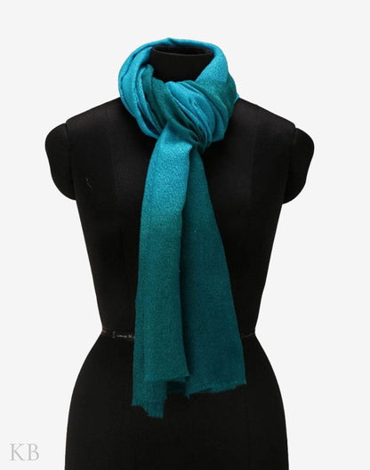 Cerulean Blue Pure Pashmina Stole - Kashmir Box