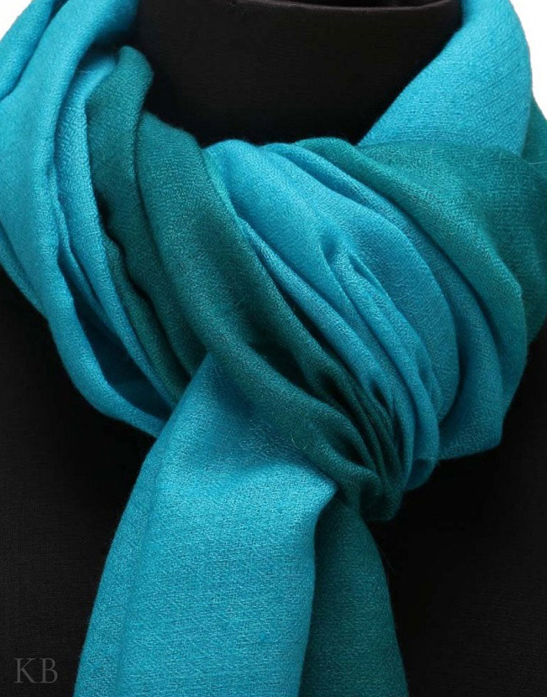 Cerulean Blue Pure Pashmina Stole - Kashmir Box