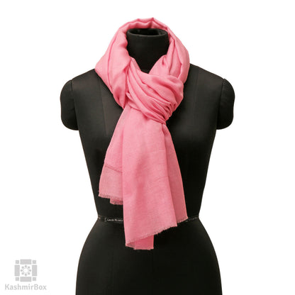 Flamingo Pink Plain Pashmina Stole - KashmirBox.com