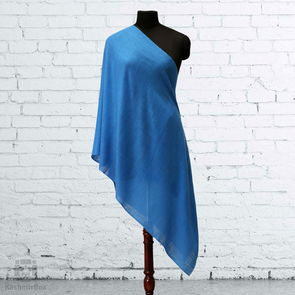 Aegean Blue Plain Cashmere Pashmina Stole - KashmirBox.com