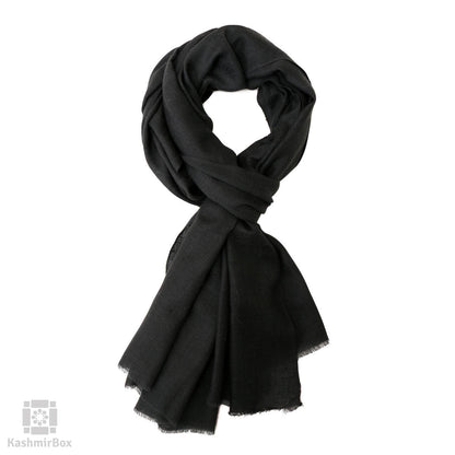 Charcoal Grey Plain Cashmere Pashmina Stole - KashmirBox.com