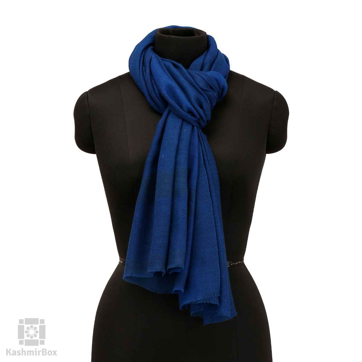 Cobalt Blue Plain Cashmere Pashmina Stole - KashmirBox.com