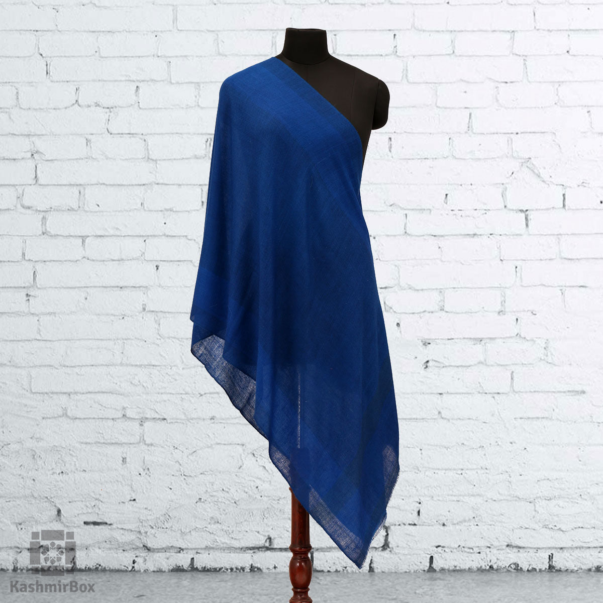 Cobalt Blue Plain Cashmere Pashmina Stole - KashmirBox.com