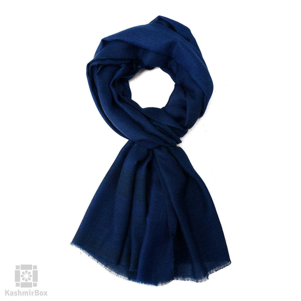 Cobalt Blue Plain Cashmere Pashmina Stole - KashmirBox.com